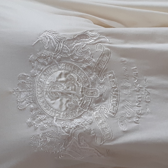 Lauren Ralph Lauren, Cotton, Embellished and Embroidered, Cream LS Tee, Large - Picture 2 of 12